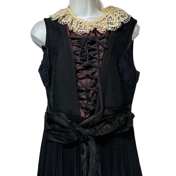 Vintage bayerische staatsoper munchen black lace pleated victorian gothic dress - Picture 2 of 16